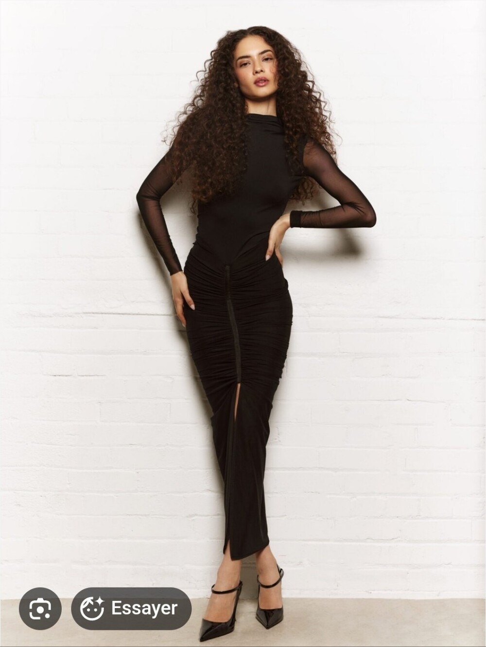 Zara Black Ruched Long Dress